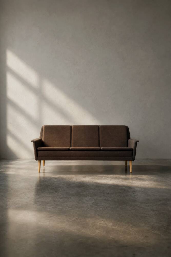 Mid-Century Danish Brown 3-Seater Sofa by Folke Ohlsson for Fritz Hansen