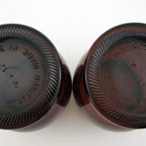 2 brown glass jars - Lever made in Belgium 1970