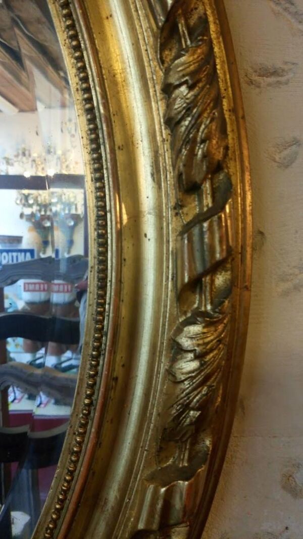 Miroir ovale bois stuck et doré état d'origine 110x68