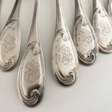 Nine large Ercuis silver-plated forks