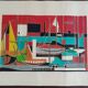 Gouache on paper signed mid-20th century boats port 1959