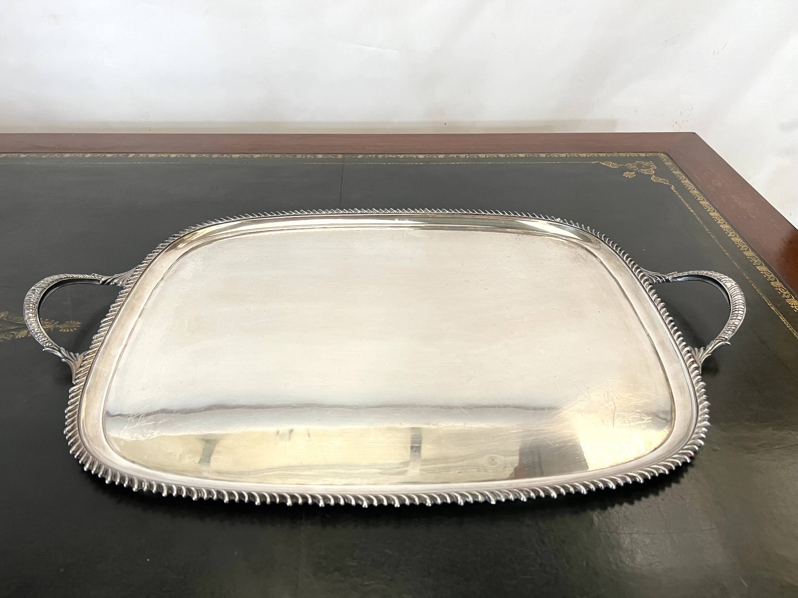 Large silver metal tray Mappin and Webb