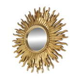 Vintage Gold-Leaf Gilt Sunburst Convex Mirror 52cm