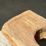 Side table in blond teak openwork tray
