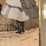 Cadre ancien avec page illustrée du journal "Moniteur de la mode", Paris, fin XIXe