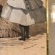 Old frame with illustrated page from the newspaper "Moniteur de la mode", Paris, late 19th century