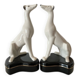 Paire de serres livres chiens lévriers années 60