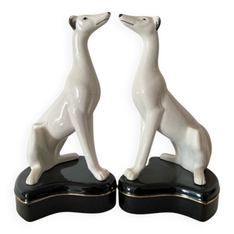 Pair of bookends greyhound dogs from the 1960s.