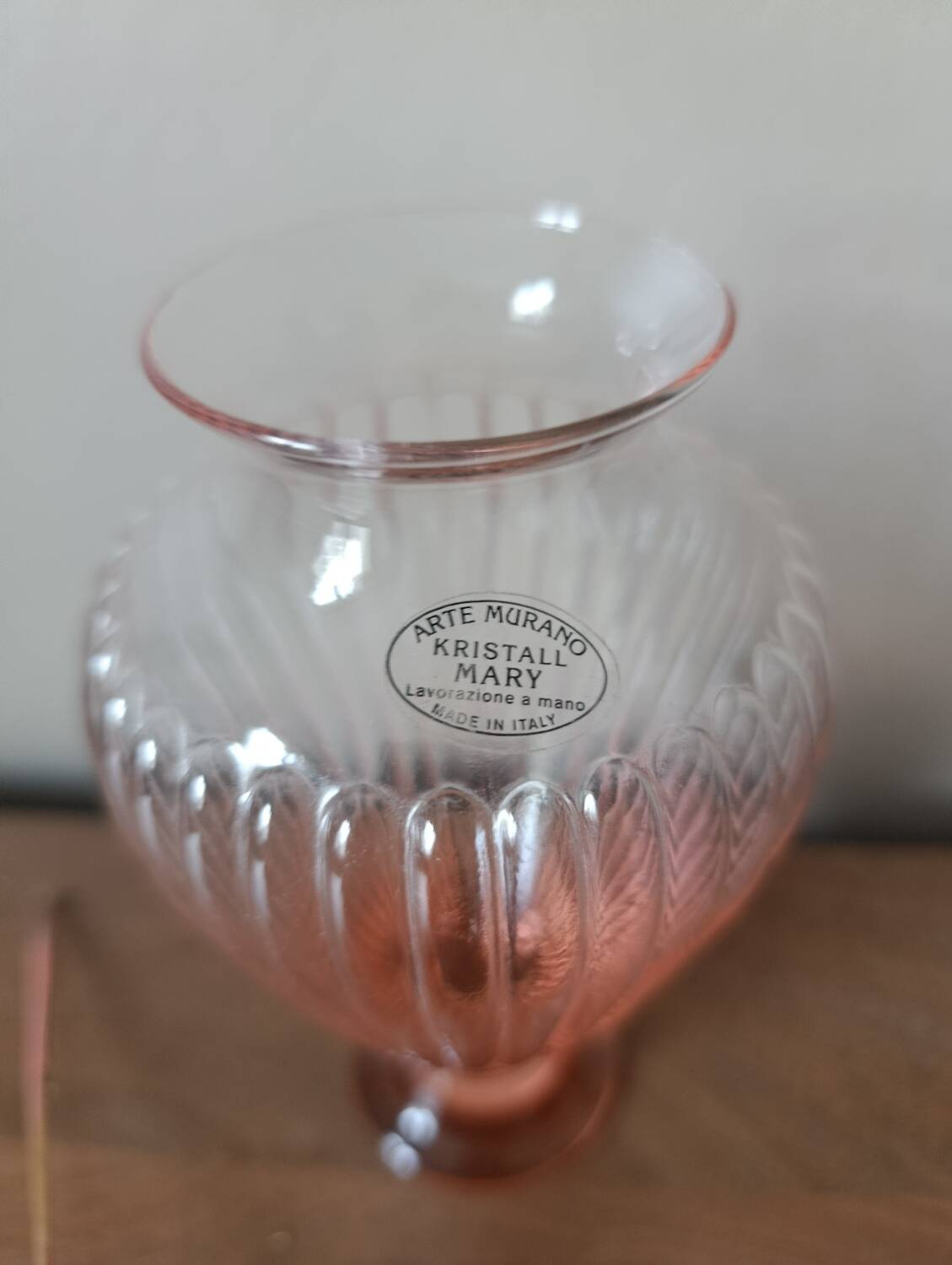 Murano pink gadrooned vase | Kristall Mary workshop - Italy |