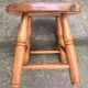 Vintage Rustic Pine Stool with Turned Legs, Chalet Style
