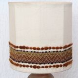 Stoneware lamp, wool lampshade, 70s