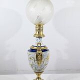 Lampe à pétrole en faïence, époque Napoléon III, milieu XIXème