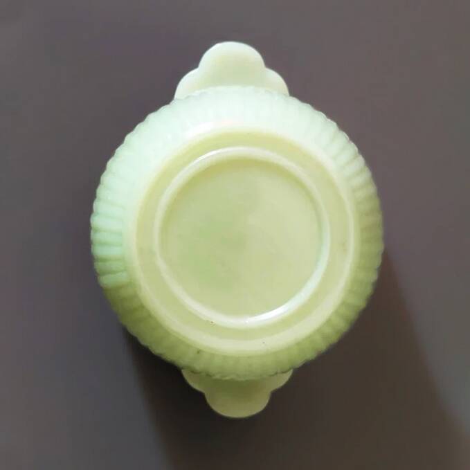 Jadeite Jane Ray Fire King Sugar Bowl – Anchor Hocking – Vintage USA