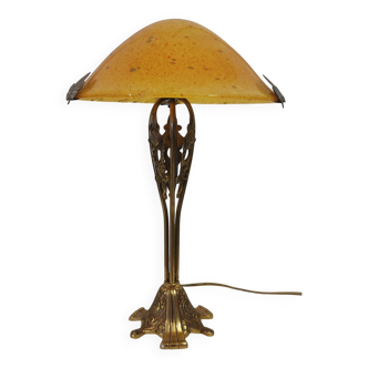 Magnificent art nouveau lamp designed for naudy and blown glass 1960