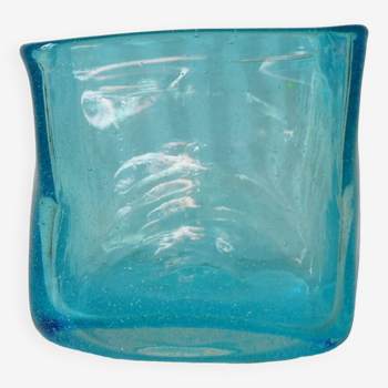 Vase cube Henry Dean en verre soufflé bullé