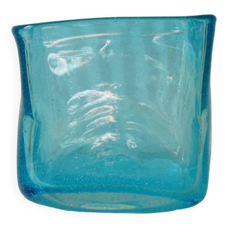 Vase cube Henry Dean en verre soufflé bullé