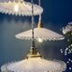 Vintage triple suspension lampshade in white opaline.