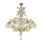 Immense lustre de luxe italien avec fleurs et feuilles en verre de Murano