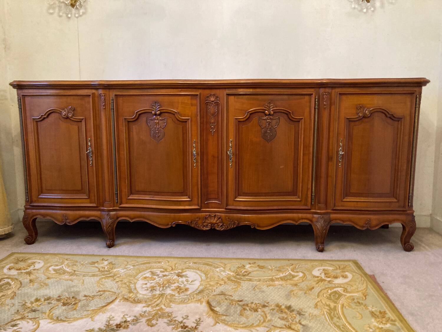 4-door Louis XV style cherry wood sideboard