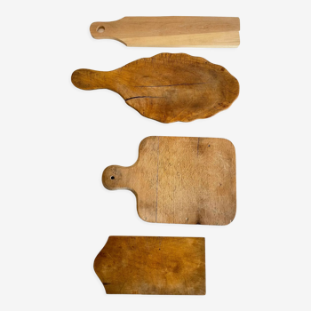 4 planches à découper en bois vintage