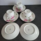 3 tasses et 5 sous-tasses vintage Richard Ginori motif sweet pea en ex