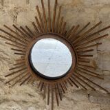 Miroir soleil en rotin – Années 60/70
