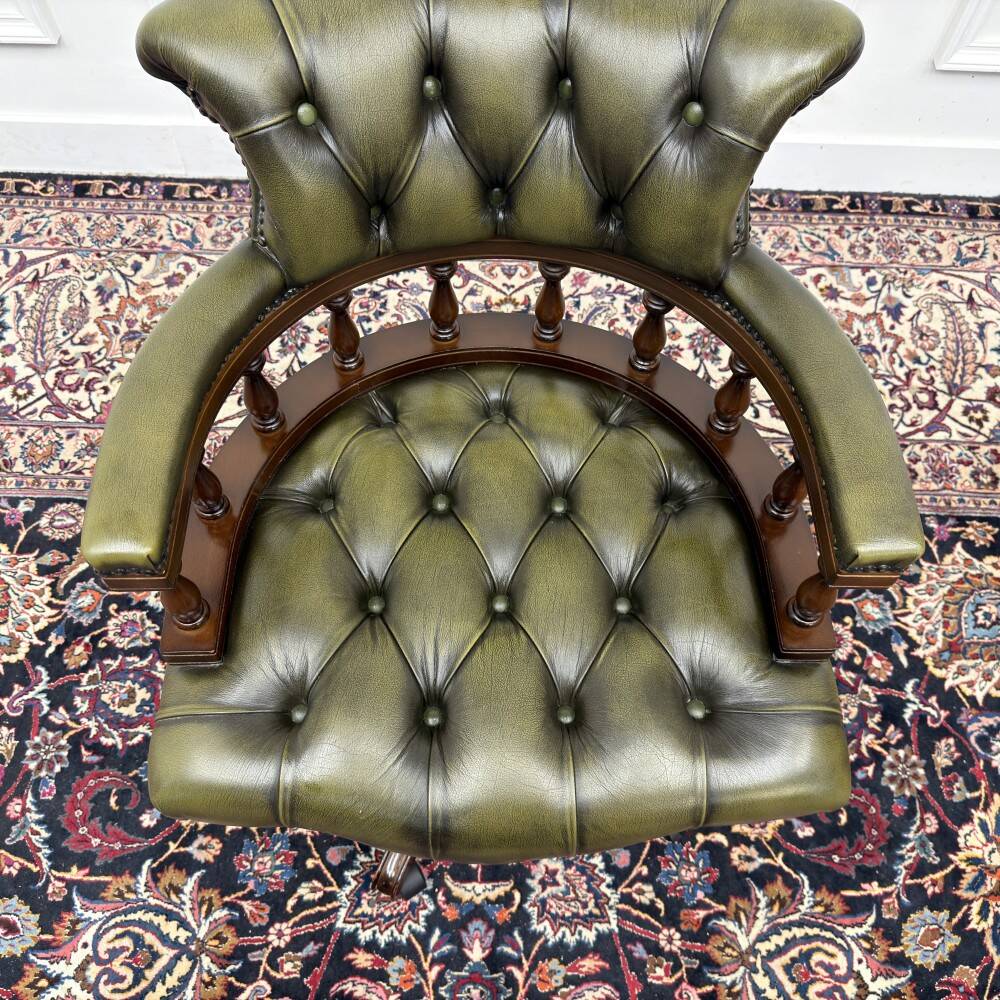 Chaise de bureau Chesterfield classique, chaise de capitaine verte