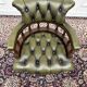Chaise de bureau Chesterfield classique, chaise de capitaine verte