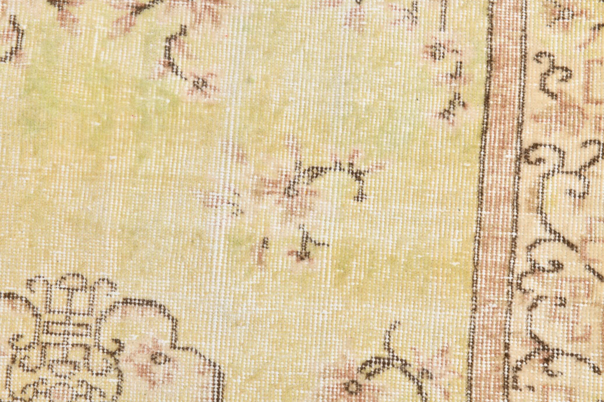 3x6 Pale Yellow & Brown Classic Turkish Rug, 110x197Cm