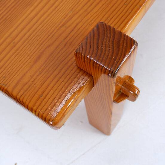 Vintage Brutalist solid pine coffee table from the 70s