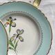 6 vintage white and green porcelain soup plates Iris Moulin des Loups "Sargosse" 1950s