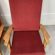 Pair of 50s vintage boomerang armchairs velvet and wood