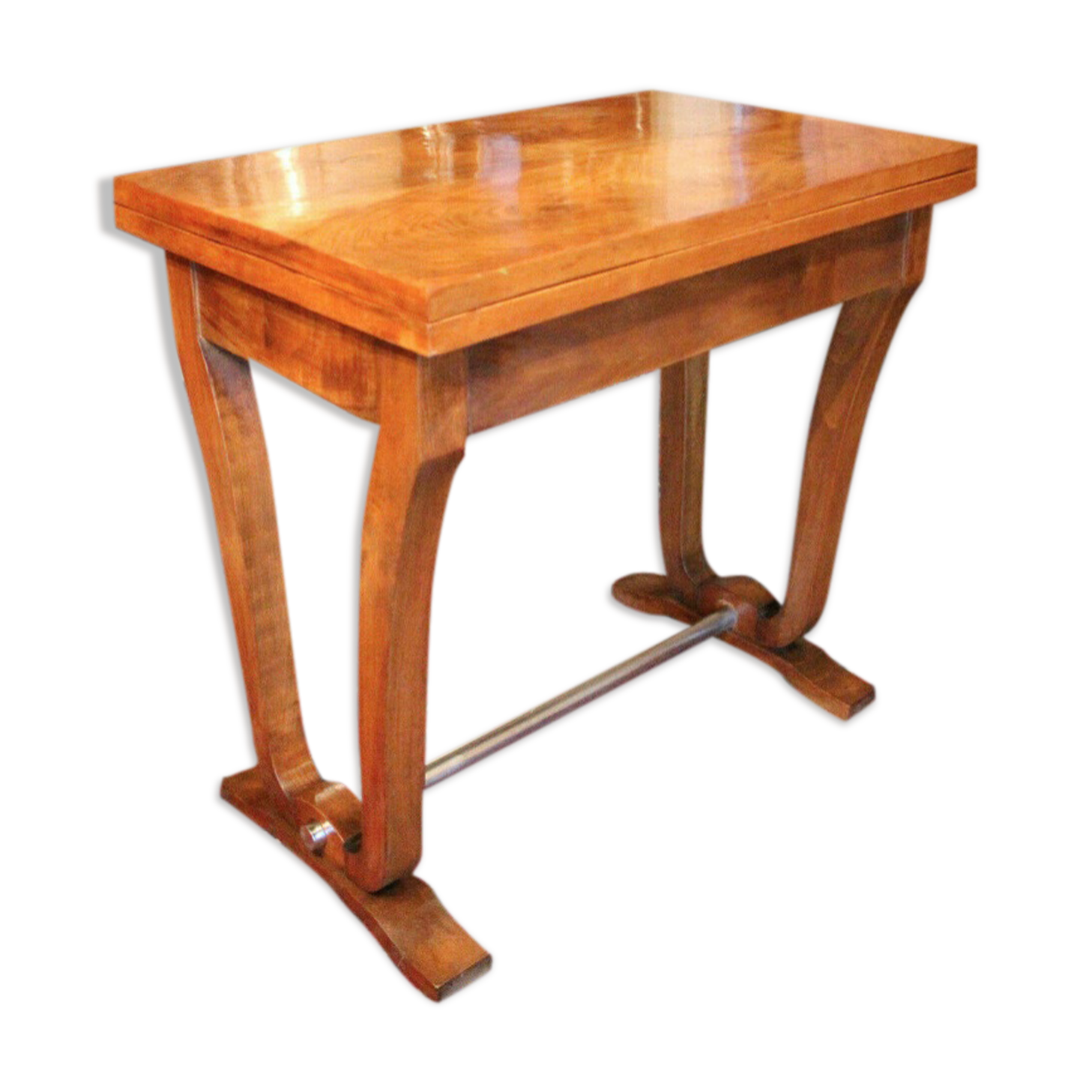 Table console blond walnut design 1930 - 1950 wallet tray
