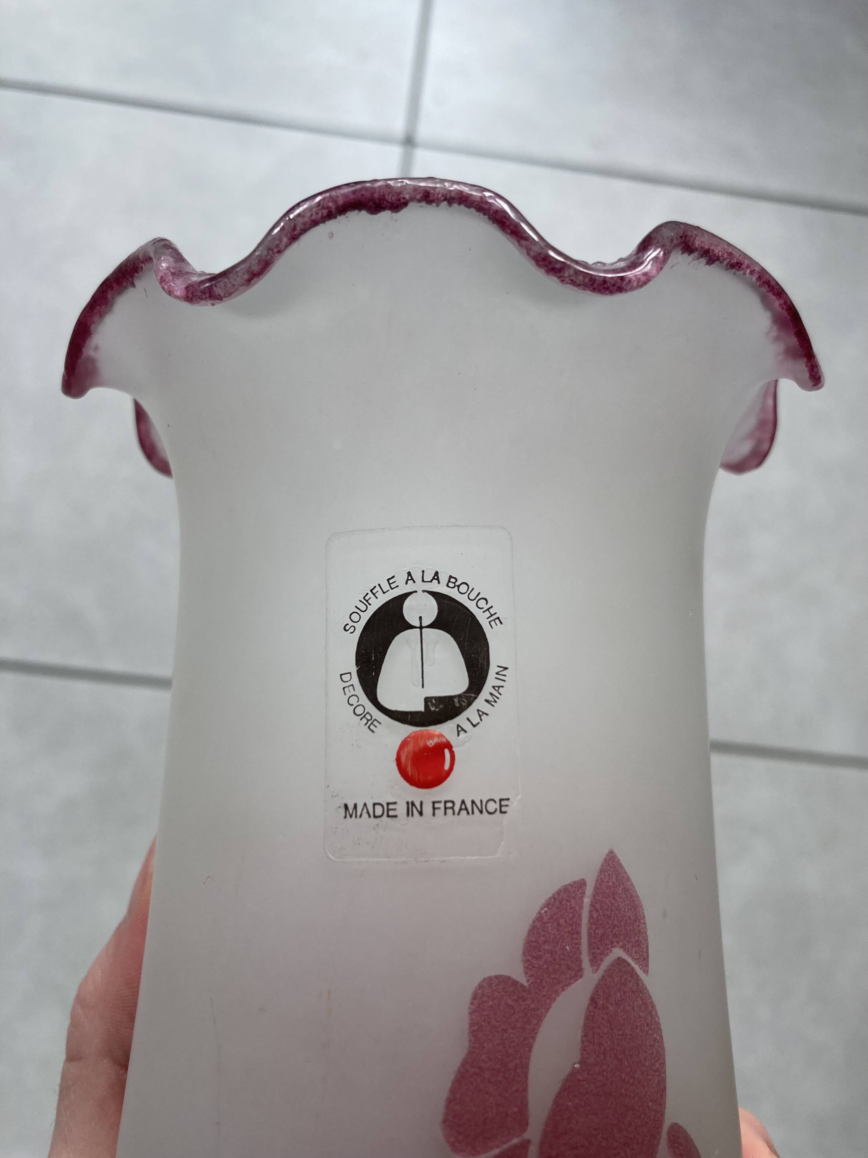 blown glass vase with art nouveau flower decoration