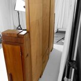 Large Art Deco wardrobe in oak, marble and mahogany, circa 1925