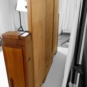 Large Art Deco wardrobe in oak, marble and mahogany, circa 1925