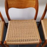 4 Scandinavian chairs by Niels Otto Møller, Danish design, 1950s, wood and rope