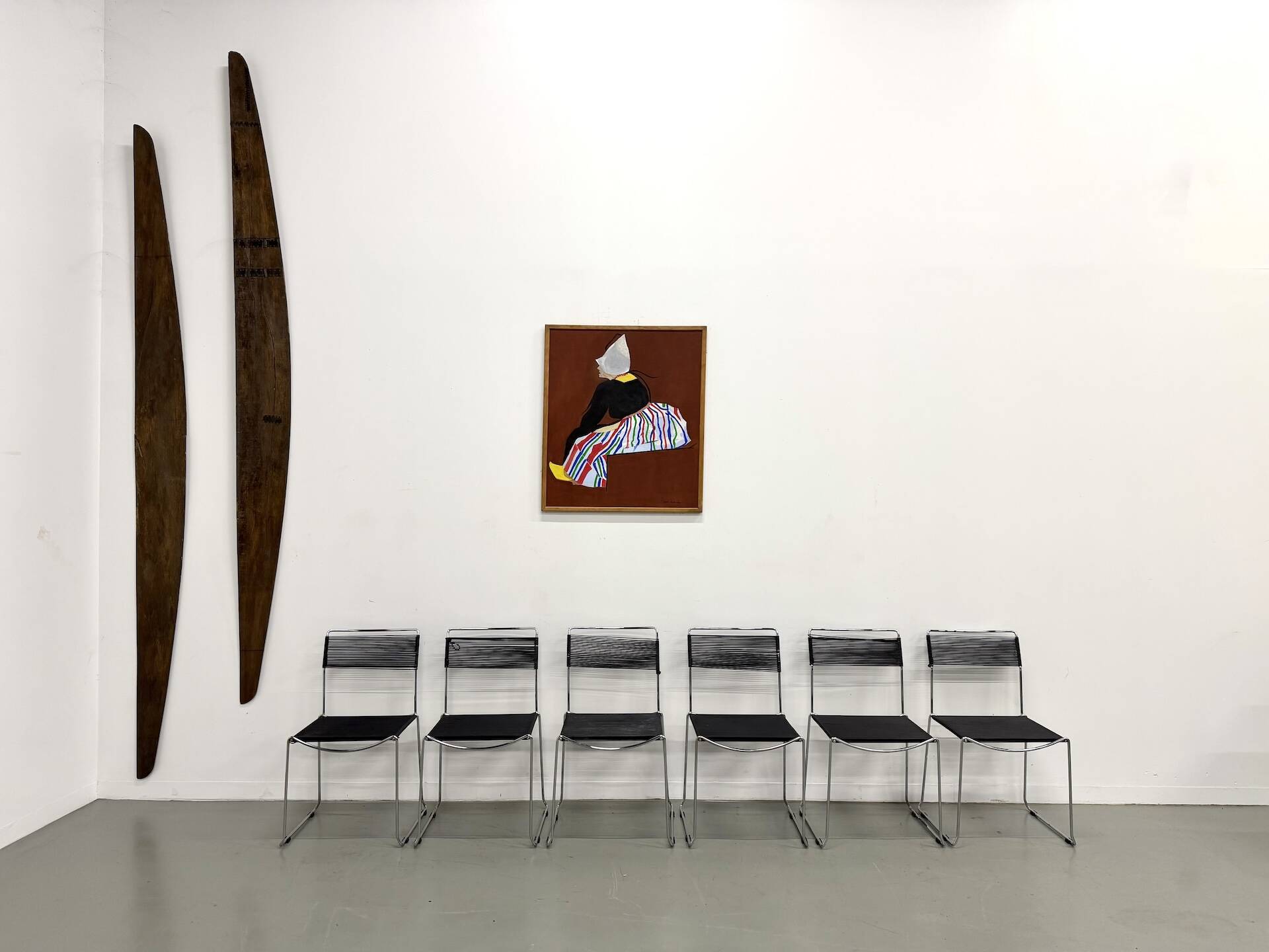 Set of 6 "Spaghetti" Chairs Italian Design 80s – Black & Chrome