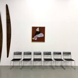 Set of 6 "Spaghetti" Chairs Italian Design 80s – Black & Chrome