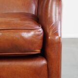Armchair Made from Cognac-Colored Cowhide Leather
