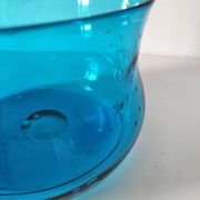 Coupe vintage en verre bullé bleu turquoise