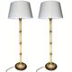 Paire de lampadaires faux bambou, abat-jour bouclé by Porta Romana