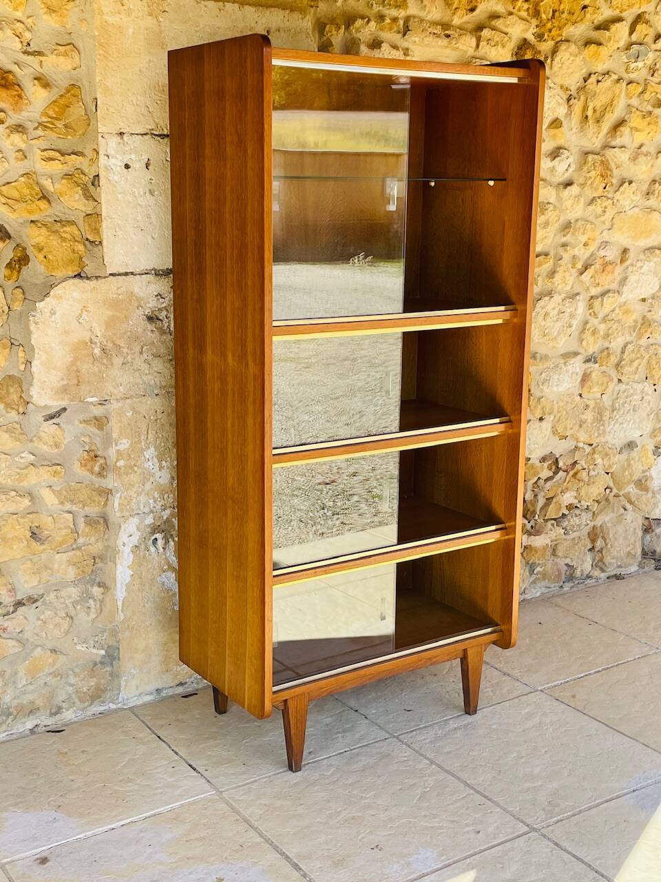 Storage unit/Library with sliding glass doors 1960s