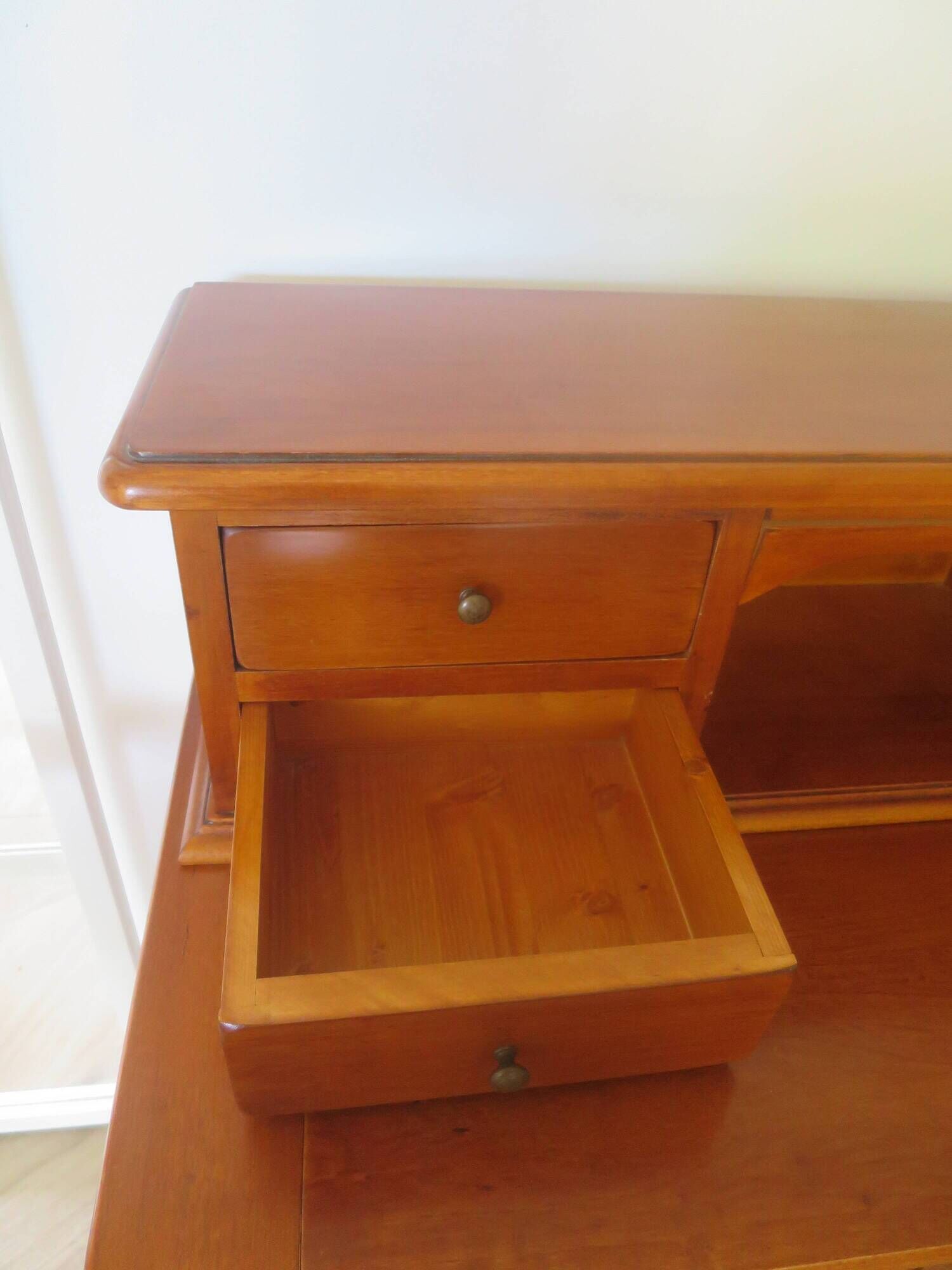 Vintage commode secretary dressing table sliding top 7 drawers cherry wood