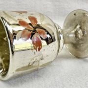 Painted blown glass egg cup with mercury gilding, 19th century.