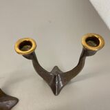 set of 2 Midcentury Brutalist Bronze Candleholder, Michael Harjes, Germany 1960s