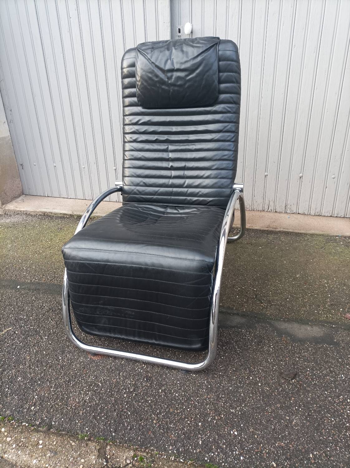 Vintage black leather armchair