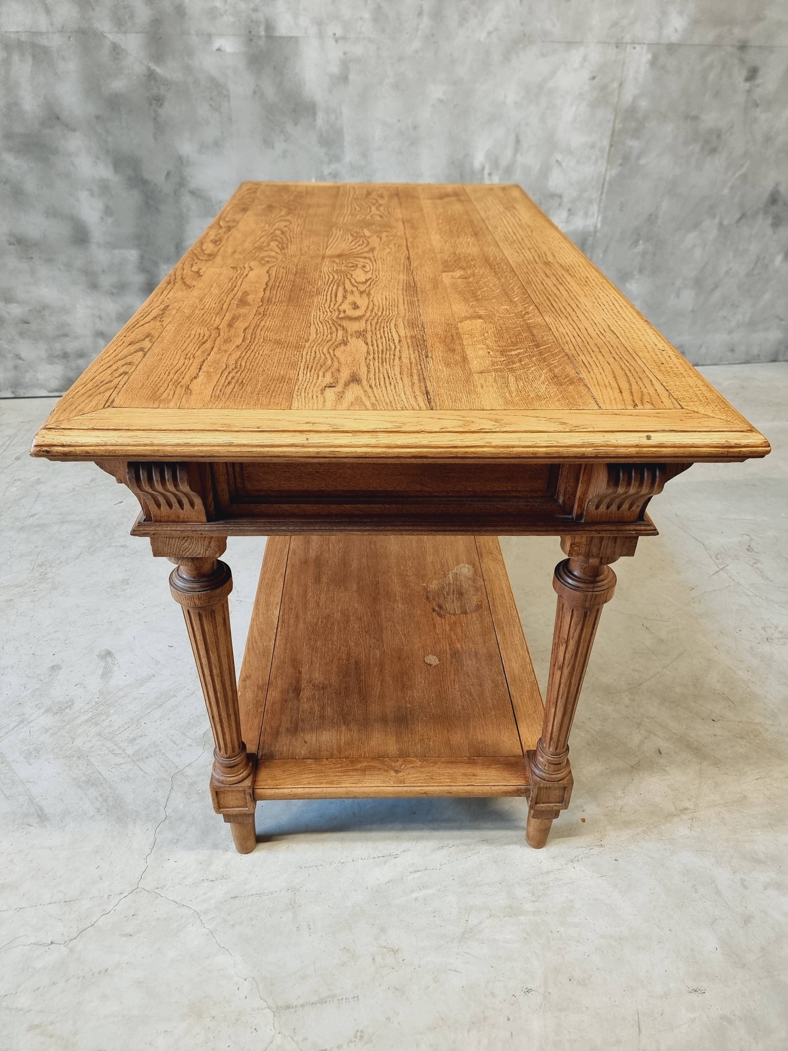 Antique drapers table side table kitchen island oak
