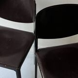 Set of 2 Italian chairs in brown Havana leather, design MATTEO GRASSI