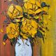 Painting "Bouquet of yellow roses" by Patrick HUGONNOT (1963) + frame